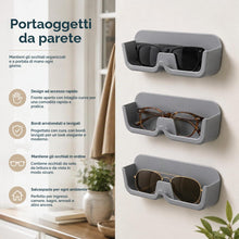 Carica l'immagine nel visualizzatore di Gallery, Porta Occhiali da Parete 3 Pezzi Grigio con Adesivi, Supporto Occhiali in Plastica Rigida 17,5 x 3,5 x 5,8 cm per Auto, 
