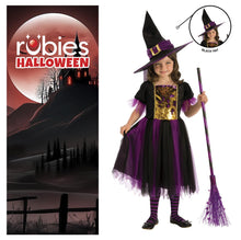 Carica l'immagine nel visualizzatore di Gallery, Rubies Costume Strega Magico per bambina, Vestito viola e dorato e capello, Ufficiale, Stregas, Witches per Halloween, Feste e Cosplay