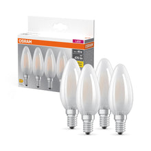 Carica l'immagine nel visualizzatore di Gallery, OSRAM Base Classic LED B40 4 W 827 aspetto satinato E14