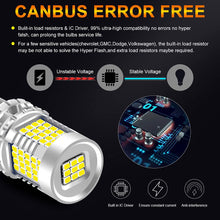Carica l'immagine nel visualizzatore di Gallery, 2Pcs Bianco 1156 BA15S P21W luce retromarcia led Lampadina, 12-24V 3400LM 2016 89SMD Canbus Senza Errori e senza sfarfal