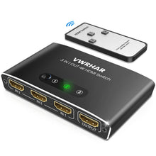 Carica l'immagine nel visualizzatore di Gallery, Sdoppiatore HDMI, 4K@60Hz HDR Switch HDMI 3 In 1 Out con Telecomando, Alluminio HDMI Switch Supporta 4K/3D/HDCP1.4/UHD/1080P, Splitter HDMI per TV, PC, Fire Stick, PS5/4/3, Xbox, Blu-Ray, DVD Player