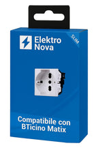 Carica l'immagine nel visualizzatore di Gallery, Elektronova Presa schuko 2P+T 10/16A 230V compatibile Bticino Matix di colore bianco - Confezione 2 pezzi