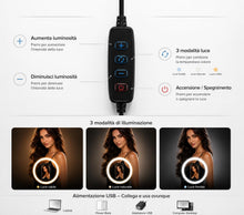 Carica l'immagine nel visualizzatore di Gallery, KILBY Ring Light da Tavolo 12" 30cm Regolabile per Selfie, Video, Foto, Tiktok - Lampada Led Anello per Smartphone con 3