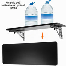 Carica l'immagine nel visualizzatore di Gallery, QWORK® 2 Pezzi 250mm Staffe Pieghevoli Pesanti - Acciaio Inossidabile - per Tavolo a Muro e Mensola a Muro, Carico Massi