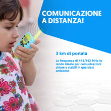 Carica l'immagine nel visualizzatore di Gallery, NK Walkie-Talkie per Bambini di 4 5 6 7 8 9 Anni (Batterie Incluse) - Lunga Distanza 3km, Display LED, 22 Canali, Giocattolo per Bambini con Torcia, Regalo di Natale Compleanno, Colore Blu/Verde