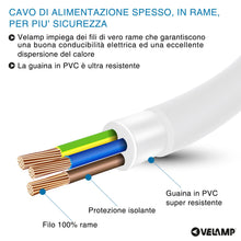 Carica l'immagine nel visualizzatore di Gallery, Velamp Prolunga elettrica da 5mt - Presa polivalente (Schuko + 10/16A) - Spina Grande 16A – Cavo elettrico multipolare 3