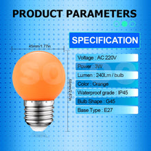 Carica l'immagine nel visualizzatore di Gallery, SOFOC E27 Base 4W Arancione LED Bulb G45 Luci per Albero di Natale AC 220V per Decorazione Moderna Luminosità Media Atmo