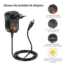 Carica l'immagine nel visualizzatore di Gallery, Alimentatore universale da 12 W, 3 V, 4,5 V, 5 V, 6 V, 7,5 V, 9 V, 12 V, 1 A, AC DC, con 8 connettori DC per altoparlanti, fotocamera, lampada e più elettronica domestica, 1000 mA.