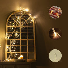 Carica l'immagine nel visualizzatore di Gallery, Ramo di luce bianca pura Rotang con 48 LED bianchi caldi, alimentato elettricamente, stringa di luci decorazione per cam