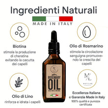 Carica l'immagine nel visualizzatore di Gallery, Olio di Rosmarino per Capelli, Stimola la Crescita e Previene la Caduta, Rinforzante con Lino e Biotina, Nutre il Cuoio 