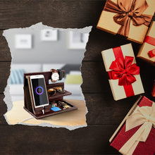 Carica l'immagine nel visualizzatore di Gallery, Regalo Uomo Natale Compleanno, Docking Station per Telefono in Legno, Organizer per Comodino, festa del papa, Regali San Valentino Uomo, Marito, Organizzatore da Ufficio, Accessori da Scrivania