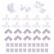 Carica l'immagine nel visualizzatore di Gallery, 40Pcs Connettori Striscia Led Set,Strisce luminose a forma L 3pin,Connettori a T,Connettori Senza fessure per strisce LE