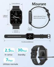 Carica l'immagine nel visualizzatore di Gallery, Cloudpoem Smartwatch Donna Uomo Smart Watch Orologio Contapassi con Cardiofrequenzimetro da polso Saturimetro Orologio Fitness Notifiche Whatsapp e Chiamate Orologio Sportivo per Android iOS Nero