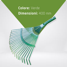 Carica l'immagine nel visualizzatore di Gallery, Amig - Rastrello - Rastrello giardino 22 denti - Resistente e funzionale - 400 mm - Acciaio - Verde