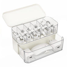 Carica l'immagine nel visualizzatore di Gallery, AiQInu 2 Pezzi Organizzatore Cavi, con Coperchio e 6 Scomparti, Porta Cavi per USB, Caricabatterie e Accessori, per Casa