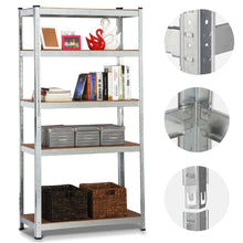Carica l&#39;immagine nel visualizzatore di Gallery, Yaheetech Scaffale/Scaffalatura da Garage 180 x 90x 40 cm Metallo Zincato a 5 Ripiani Salvaspazio Mensola Angolare per Cucina Magazzino Negozio