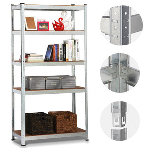 Yaheetech Scaffale/Scaffalatura da Garage 180 x 90x 40 cm Metallo Zincato a 5 Ripiani Salvaspazio Mensola Angolare per Cucina Magazzino Negozio