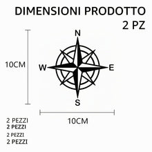 Carica l'immagine nel visualizzatore di Gallery, 2 Pezzi Adesivo Rosa dei Venti Diverse Dimensioni (25cm 20cm 15cm 10cm) – Adesivi per Camper Auto Moto Fuoristrada Reneg