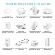 Carica l'immagine nel visualizzatore di Gallery, Garza - Rilevatore di movimento a microonde invisibile, angolo 180º-360º, portata 15 m, luminosità regolabile 3-2000 lux