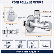 Carica l'immagine nel visualizzatore di Gallery, Ibergrif M22022-2 Valvola ad Angolo 1/2" x 3/8", 2 Pezzi