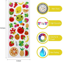 Carica l&#39;immagine nel visualizzatore di Gallery, Vicloon Adesivi per Bambini 550+ Adesivi 3D, Puffy Adesivi per Regali Gratificanti Scrapbooking Inclusi Animali, Pesci, Dinosauri, Numeri, Frutta, Camion, Aeroplani e Altro(22 Fogli)