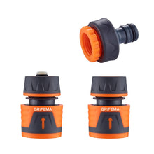 Carica l'immagine nel visualizzatore di Gallery, GRIFEMA GE1103 Kit connettore per tubo da giardino con connettore Waterstop da 1/2", attacco rapido da 1/2" e raccordi femmina Premium da 1/2" - 3/4" Grigio - Arancione[Esclusiva Amazon]