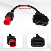 Carica l'immagine nel visualizzatore di Gallery, Alchiauto Cavo diagnostico OBD2 OBDII a 6 pin da 6 pin a 16 pin per motorrad obd per moto OBD, adatto per Moto Euro5, connettore a 6 pin, funziona con Guzzi, Kawasaki, Honda, Suzuki, Yamaha, Harley