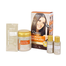 Carica l&#39;immagine nel visualizzatore di Gallery, Kativa Confezione 2 liscianti brasiliani – Nuova formula con acido ialuronico – Trattamento lisciante professionale a casa – Fino a 12 settimane di durata – Raddrizzamento Keratina – Formula vegana –