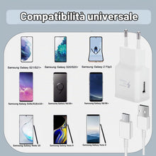 Carica l'immagine nel visualizzatore di Gallery, Caricatore USB C con cavo 1,5 m Caricabatterie da parete per Samsung Galaxy