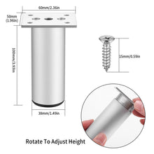 Carica l'immagine nel visualizzatore di Gallery, 4 Pz Piedini per Mobili, 10 cm Gambe per in Metallo Alluminio, Gambe per Tavolo Scrivania, Piedi per Mobili, Piedini per