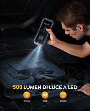 Carica l'immagine nel visualizzatore di Gallery, Avviatore Emergenza per Auto con Compressore 150PSI 8000A 21800mAh, YaberAuto Booster Avviamento Auto/Moto (Tutti Gas/10.0L Diesel), 12V Starter Batteria con Ricarica Rapida 18W,Uscita DC 160W,Torcia