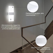Carica l'immagine nel visualizzatore di Gallery, 2 Pezzi Applique da Parete Interno LED 12W 6000K, Bianco Freddo