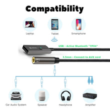 Carica l'immagine nel visualizzatore di Gallery, Bluetooth 5.3 Adapter USB a 3.5mm Femmina per Ricevitore, per Aggiungere Bluetooth a Cuffie, Auto, Altoparlanti e Amplif