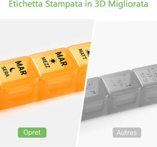 Carica l'immagine nel visualizzatore di Gallery, Opret Portapillole Settimanale 28 Scomparti ITALIANO da Viaggio