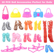 Carica l'immagine nel visualizzatore di Gallery, Vestiti e Accessori per Bambole Dolls, 43 Pezzi Set di Vestiti per Bambole Inclusi Gonna, Borsa, Scarpe, Accessori, Regalo di Compleanno per Ragazza, Consegna Casuale (Non Include Bambola)