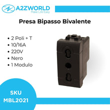 Carica l'immagine nel visualizzatore di Gallery, 10 Pezzi Presa Bipasso, Compatibile Con Bticino Living Light (Nero)
