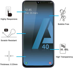 NEW'C 3 Pezzi, Vetro Temperato per Samsung Galaxy A40 (SM-A405F), Pellicola Prottetiva Anti Graffio, Anti-Impronte, Senza Bolle, Durezza 9H, 0,33mm Ultra Trasparente, Ultra Resistente
