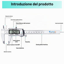 Carica l'immagine nel visualizzatore di Gallery, Kynup Calibro Digitale 150mm Professionale, LCD Grande, Acciaio Inox, Conversione MM/Inch, Calibro Elettronico - Ideale 