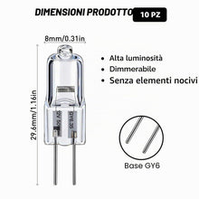Carica l'immagine nel visualizzatore di Gallery, Lampadine alogene G4 50 W 12 V bianco caldo 2800 K, confezione da 10 lampadine G4 dimmerabili senza sfarfallio, ad alta 