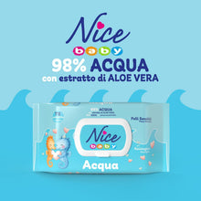 Carica l'immagine nel visualizzatore di Gallery, Nice Baby Acqua Salviette per Cambio Pannolino, con il 98% di Acqua ed Estratto di Aloe, Dermatologicamente Testate, Confezione da 72 Salviette