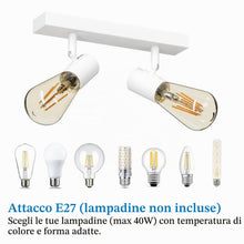 Carica l'immagine nel visualizzatore di Gallery, Klighten Faretti da Soffitto Orientabili Bianco con 2 Attacco E27, Vintage Industriale Plafoniera 2 Luci Interno, lampad