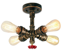 Carica l'immagine nel visualizzatore di Gallery, Plafoniera Industriale Lampada da soffittoper con 4 Yeste Lampada a sospensione a Tubo d'acqua Vintage Illuminazione E27