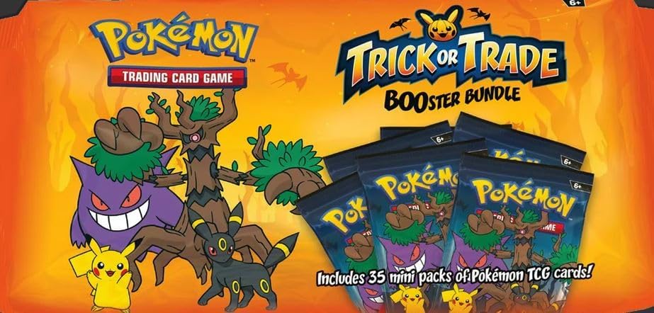 Trick or Trade 2024 Booster Bundle (35 Booster) Inglese Trick or Treat PKM Halloween Booster + Heartforcards® protezione spedizione