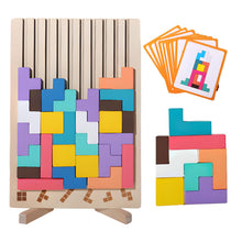 Carica l'immagine nel visualizzatore di Gallery, 3D di Legno Tetris, Cervello Giocattoli con 41 Colorato Blocchi Geometrici, Intelligenza Jigsaw Rompicapo, Regali Educat