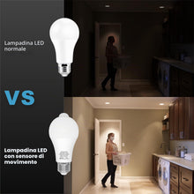 Carica l'immagine nel visualizzatore di Gallery, Lampadina con Sensore di Movimento E27 9W = 60W 900LM 6000K 2 Pezzi