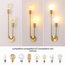 Carica l'immagine nel visualizzatore di Gallery, Riserva Applique da Parete Interno Oro E27, 2 Luci