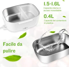 Carica l&#39;immagine nel visualizzatore di Gallery, Scaldavivande Elettrico Portatile in Acciaio Inox (220V &amp; 12V) Portatile 1,5L con Forchetta e Cucchiaio per Auto/Ufficio/Casa