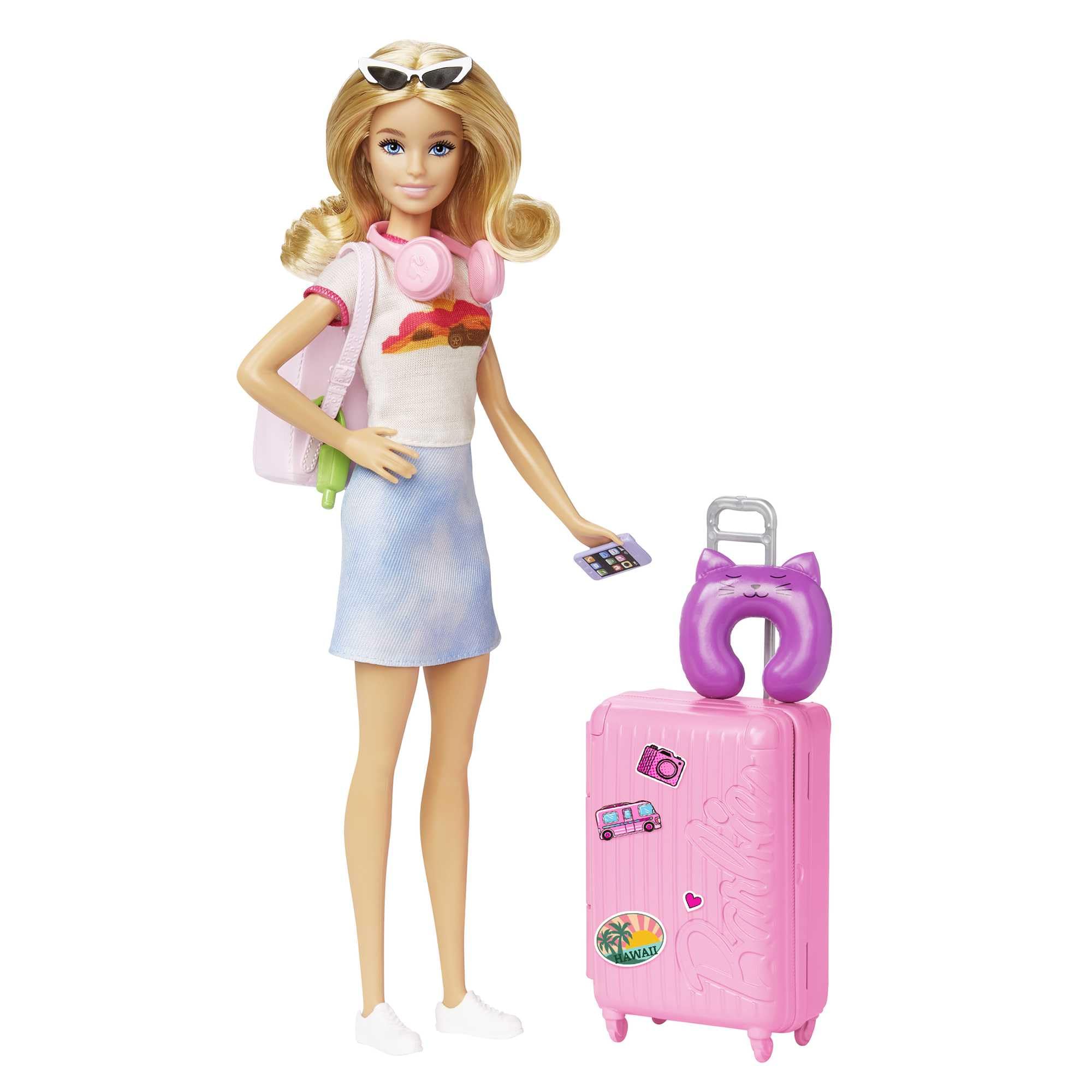 Barbie Set da Viaggio Malibu, Bambola e Accessori, con Cagnolino