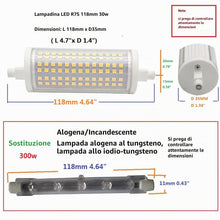 Carica l'immagine nel visualizzatore di Gallery, QLEE R7s Lampadina Led 118mm 30w Lampadine Dimmerabili Led Sostituzione 300 Watt J Tipo Doppia Ended R7s Base 300w Equiv