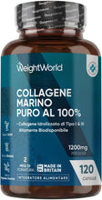 Carica l'immagine nel visualizzatore di Gallery, Collagene Marino Idrolizzato da 1200mg per Dose, 100% Puro, in 120 Capsule, Peptidi di Collagene Idrolizzato di Tipo 1 e 3 (2 Mesi di Scorta), Privo di Magnesio Stearato e Senza Glutine né Additivi